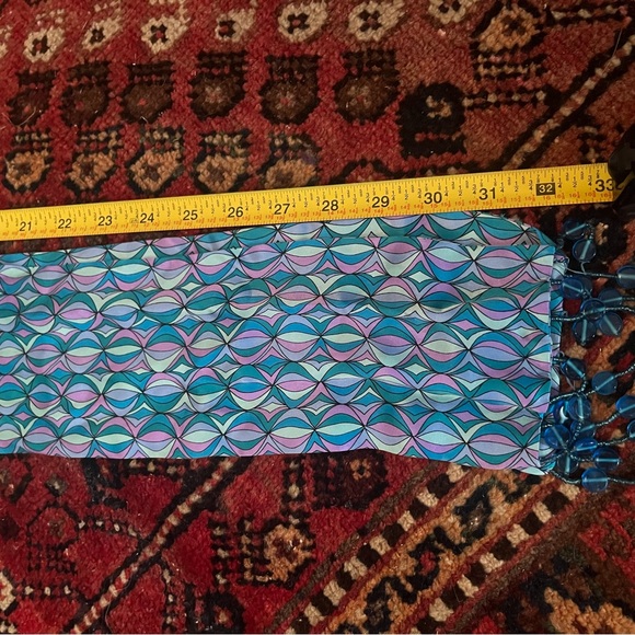 Geometric print beaded art scarf - Picture 5 of 5